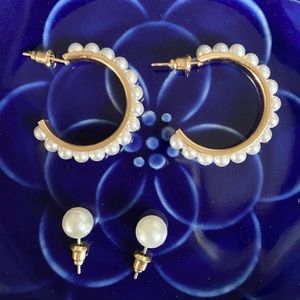 Pearl hoops and studs